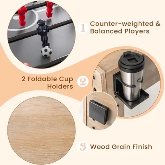 Costway 54 Inches Full Size Foosball Table with Legs 2 Balls & 2 Foldable Cup Holders image {9}