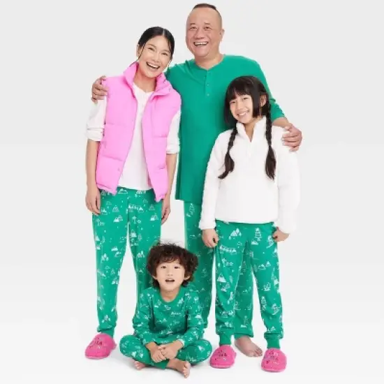 Kids' Ski Scene Matching Family Thermal Pajama Set - Wondershop&trade; Green image {4}