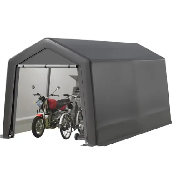 8 x 12 FT Outdoor Storage Shelter Shed, Portable Garage Shelter with Roll up Zipper Door, Heavy Duty Storage Tent Shed for Motorcycle Gardening Tools image {7}