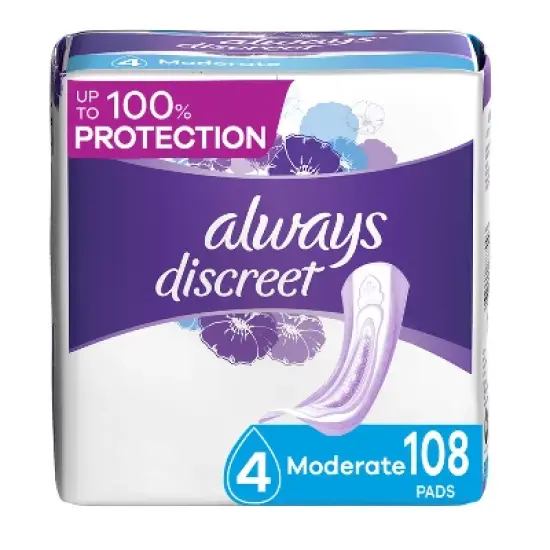 Always Discreet Incontinence & Postpartum Incontinence Pads for Women - Moderate Absorbency - Size 4 image {17}
