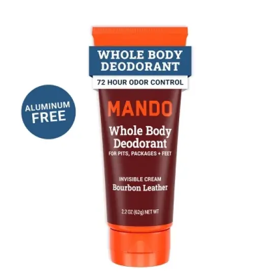 Mando Whole Body Men's Invisible Cream Deodorant Bourbon Leather - Aluminum-Free 2.2oz image {11}