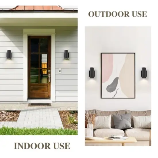 LLHZSY 2-Light 7" Modern Industrial LED Outdoor Wall Light Fixture-Black-3000K Warm Light image {7}