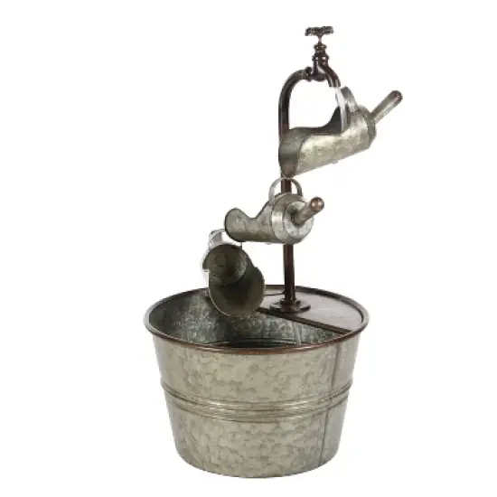 28" x 15" Farmhouse Metal Fountain Gray - Olivia & May image {8}