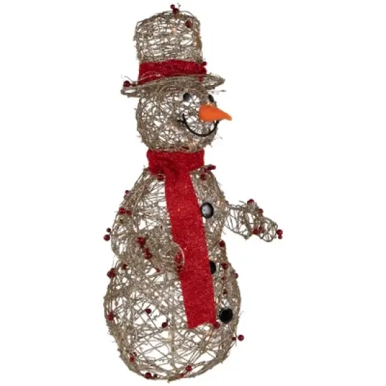 Northlight Lighted Glittered Snowman and Berries Outdoor Christmas Decoration - 28" image {3}