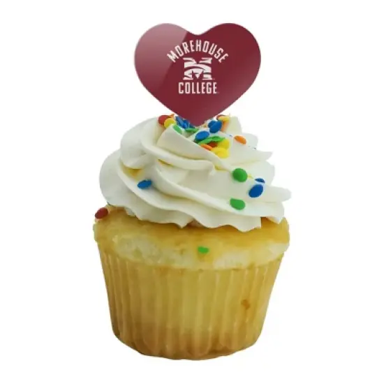 Morehouse College Maroon Tigers Logo Heart Love Cupcake Picks Toppers Decoration Set of 6 image {4}