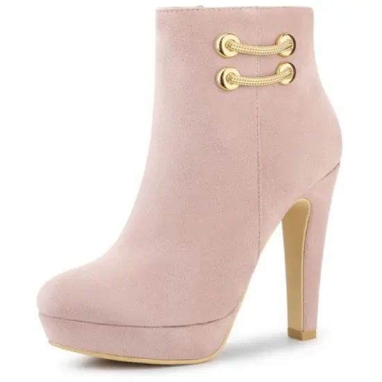 Allegra K Women's Round Toe Chunky High Heel Platform Ankle Boots image {10}