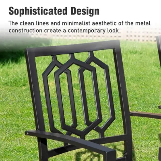 Captiva Designs 7pc Patio Dining Driftwood Finished Rectangle Steel Table & Metal Arm Chairs image {7}