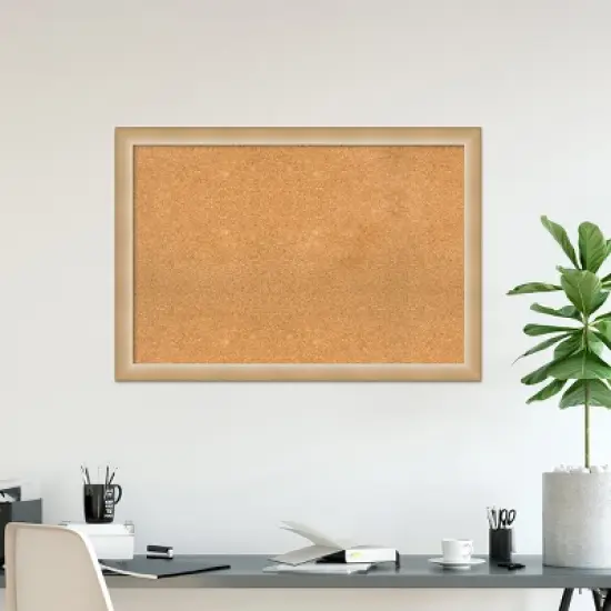 Amanti Art Eva Narrow Framed Corkboard, Natural Cork image {5}