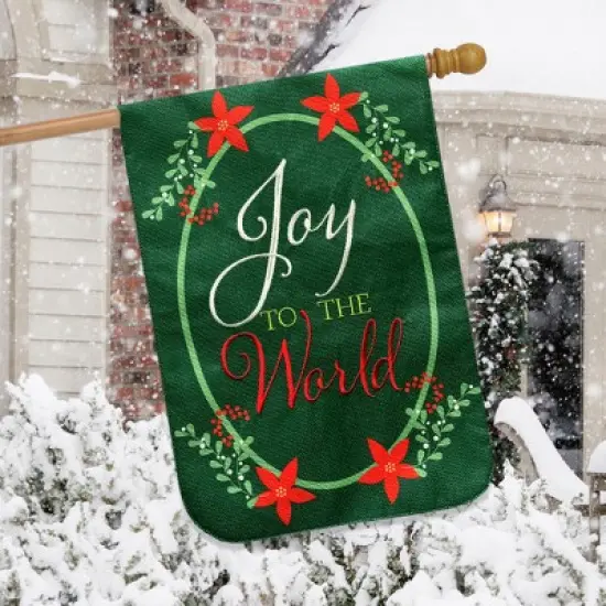 Briarwood Lane Christmas Burlap House Flag 40x28 For Outdoor Joyful World For Christmas House Flag image {2}