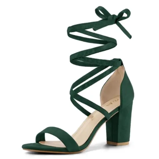Allegra K Women's Open Toe Lace Up Chunky High Heels Sandals image {10}