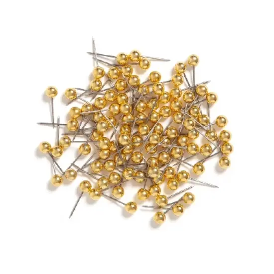 U Brands 100ct Gold Map Push Pins: Thumb Tacks for Wall, Plastic, Clips & Fasteners, Art & Stationery, 0.87" Height image {1}