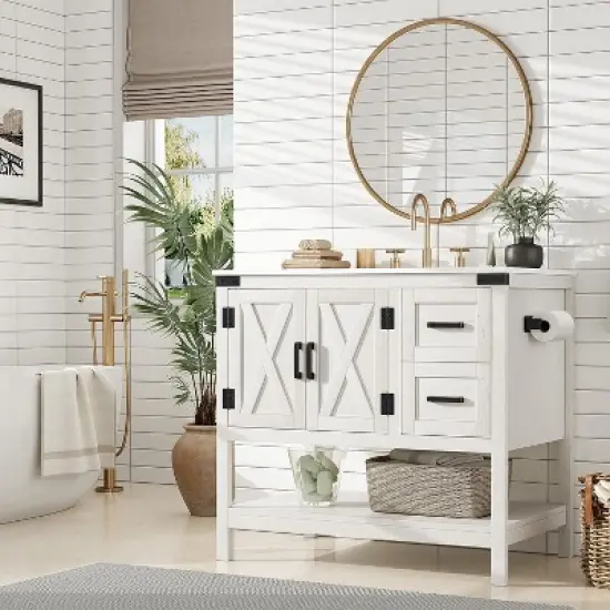 36" Farmhouse Bathroom Vanity with Sink Combo image {7}