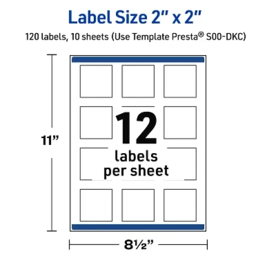 Avery Printable Square Labels, Gold Double-Dipped Edge, 2" x 2", Glossy White Square Labels, Permanent, Laser/Inkjet, 120ct, Great for Product Labels image {4}