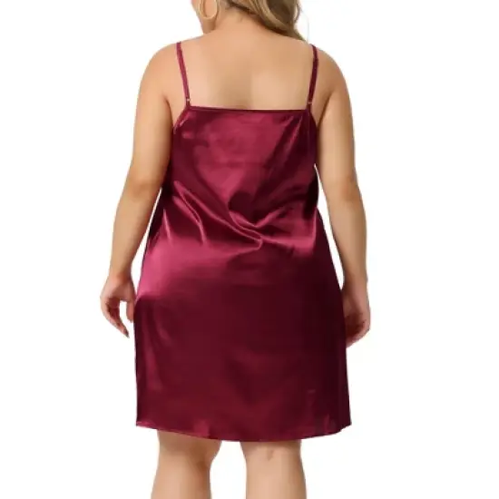 Agnes Orinda Women's Plus Size Ruffle Spaghetti Lounge Nightgowns image {3}