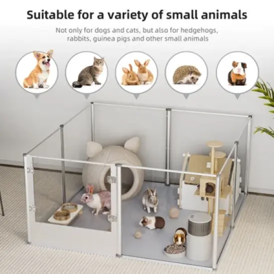 Artloge 6-10 Panels Large Heavy Duty Acrylic Dog Playpen Puppy Fence Safest Pet Enclosure Fertility Cage with Aviation Aluminum Frame & Waterproof Pad image {3}