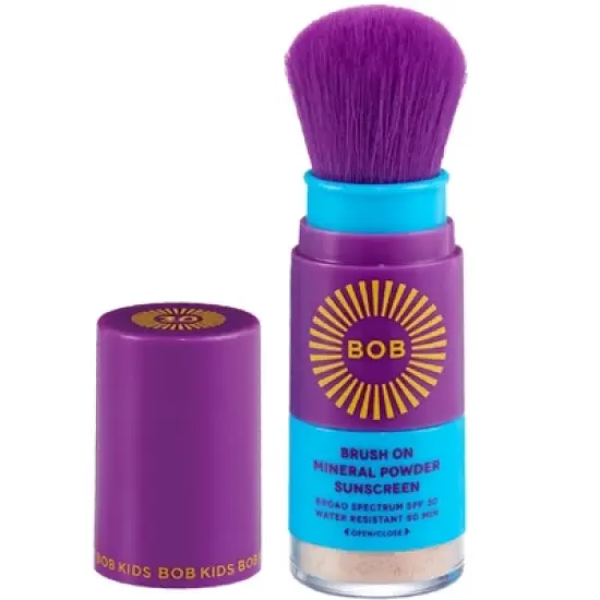 BOB KIDS SPF 30 Brush On Mineral Powder Sunscreen, Broad Spectrum, Water Resistant 80 Mins, Easy to Apply for Kids and Babies, Mfg in USA image {4}