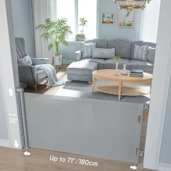 BabyBond Retractable Baby Gate for Stair and Doorway,33" Tall, 71" Wide,Hardware Mounting Kit image {9}