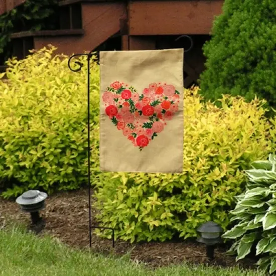 Briarwood Lane Floral Heart Valentine's Day Burlap Garden Flag 18" x 12.5" image {3}