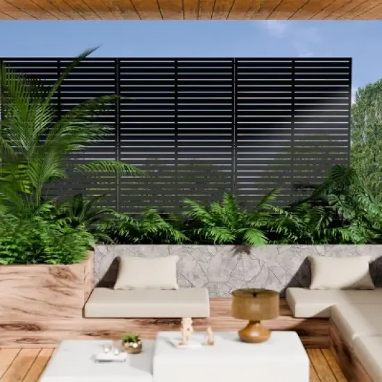 SEVOBAL Patio Decorative Screens 6 Piece Plastic Patio Screen with Venetian Flower Design for Yard, Garden, Indoor Spaces, Black, 45.47"*15.75"*72.05" image {3}