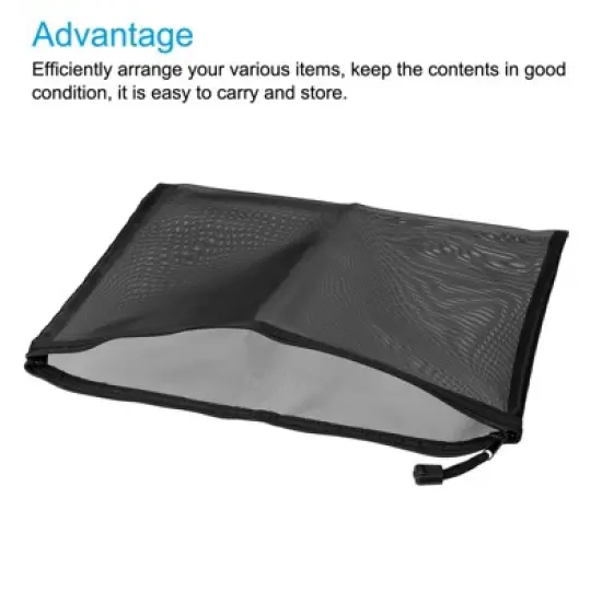 Unique Bargains Mesh Bags Nylon Zip Pouch Pencil Case Storage Pockets 6 Pcs image {2}