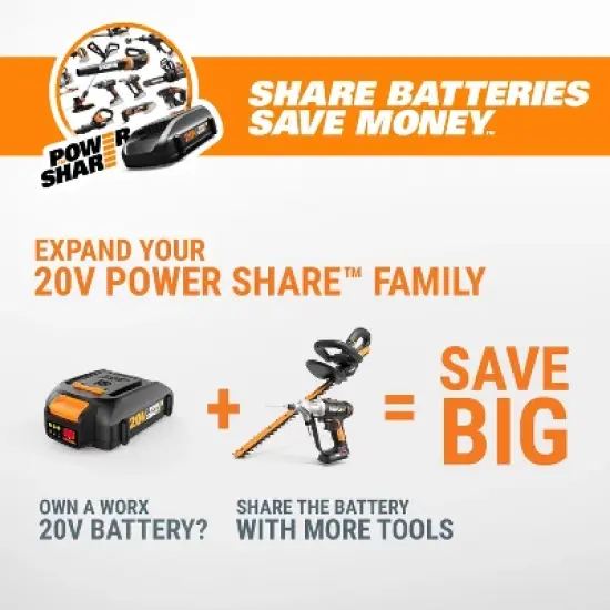 Worx WG170.2 20V Power Share GT Revolution 12" Cordless String Trimmer image {8}