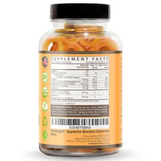 TruHeight Kids Appetite Booster Gummies (Ages 2+) All Natural Toddler, Kids & Teens Appetite Stimulant to Eat More - Pediatrician Recommended Vitamin image {9}