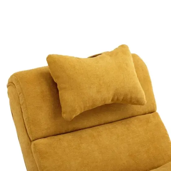 GustoWave Nursery Rocking Chair, Upholstered Glider Chair 22.83" x 51.37" x 32.67" Yellow Armchair with Padded Seat Accent Recliner Reading Chair image {2}