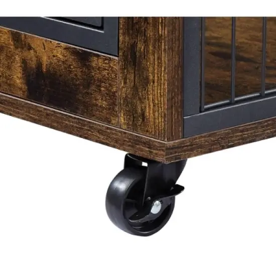 Dog Crate Furniture, Side End Table, Modern Wooden Kennel with Doors, Top Opening and Closing & Bottom Wheels for Medium Large Dogs up to 70 lb image {5}
