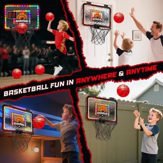VATOS Indoor Basketball Hoop Scoreboard, Over The Door Basketball Set, Bedroom Toy for Boys Girls Ages 3+ image {3}