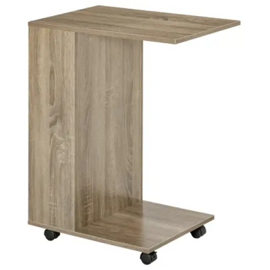 HOMCOM C-Shaped Sofa Side Table Mobile End Table with Storage and Wheels for Living Room, Bedroom, Office image {3}