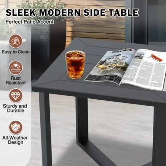 EAGLE PEAK Urban Slate 3 PCS Outdoor Bistro Set with Modern Patio Chairs and Table image {6}