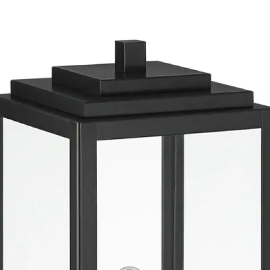 John Timberland Modern Outdoor Pier Mount Light Matte Black 17" Clear Glass Shade for Post Exterior Barn Deck House Porch Yard image {2}
