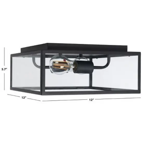 Rinnah 12" Outdoor Flush Mount - PLT7034 - Black - Safavieh image {2}