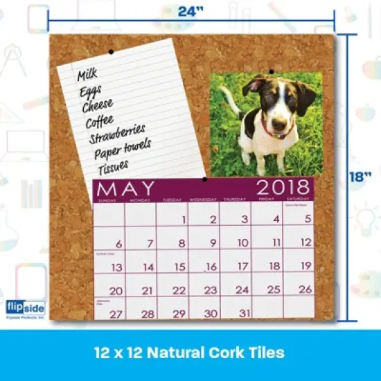 Flipside Products Cork Tiles, 6" x 6", Set of 4 image {3}