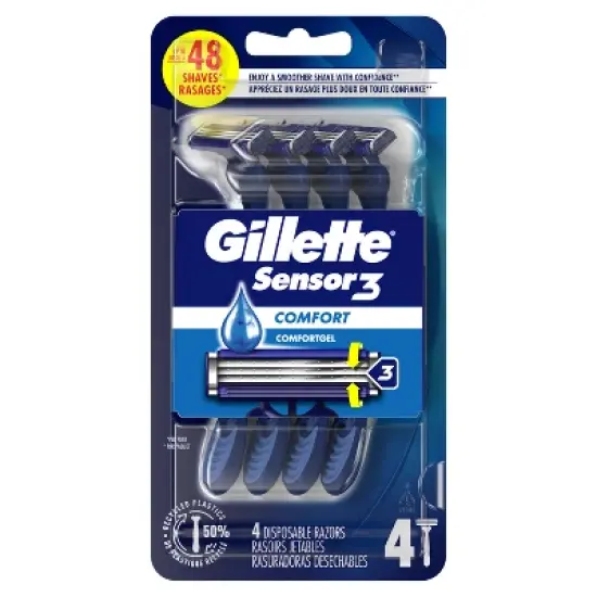 Gillette Sensor3 Comfort Men's Disposable Razors - 4ct image {1}