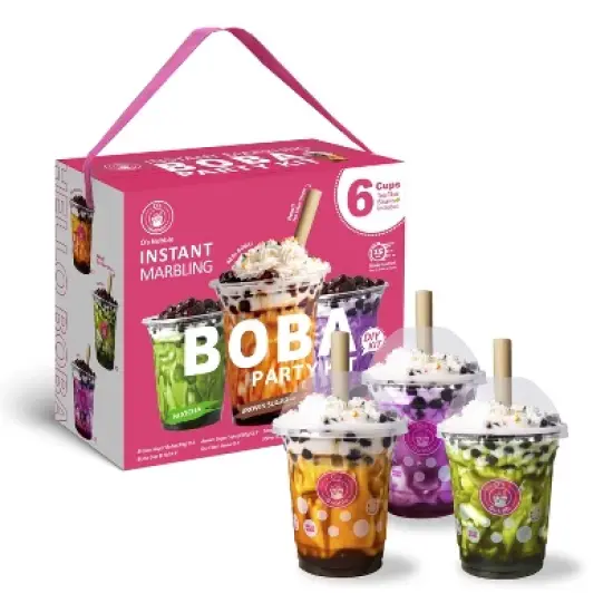 O's Bubble Instant Marbling Boba Party Kit-Brown Sugar, Matcha, Taro 6P - 12.9oz image {1}