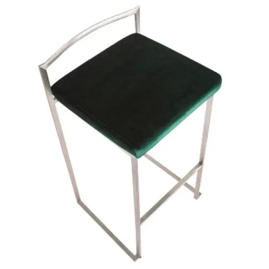 Set of 2 30" Fuji Contemporary Stackable Barstools Stainless Steel - Lumisource image {7}
