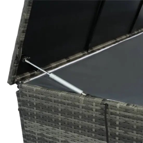 WELLFOR 200gal Wicker Outdoor Storage Box with Lid Gray image {8}