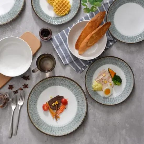 Itopfox Melamine Dinnerware Set, 12-Piece Plates and Bowls, Unbreakable and Dishwasher Safe, BPA-Free, Ideal for Indoor, Camping, BBQ, RV, Party image {5}