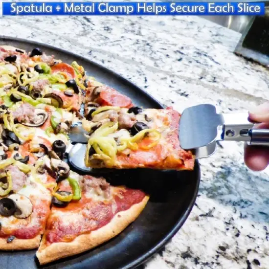 5 Star Super Deals Pizza Cutter Wheel w/ Stainless Steel Slicer Blade & Pizza Serving Spatula -  All-in-One Pizza Slicer image {4}