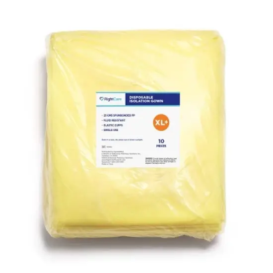 RightCare Non-Medical Disposable Isolation Gown 25gsm, Yellow, Open Back, Multiple Sizes image {2}