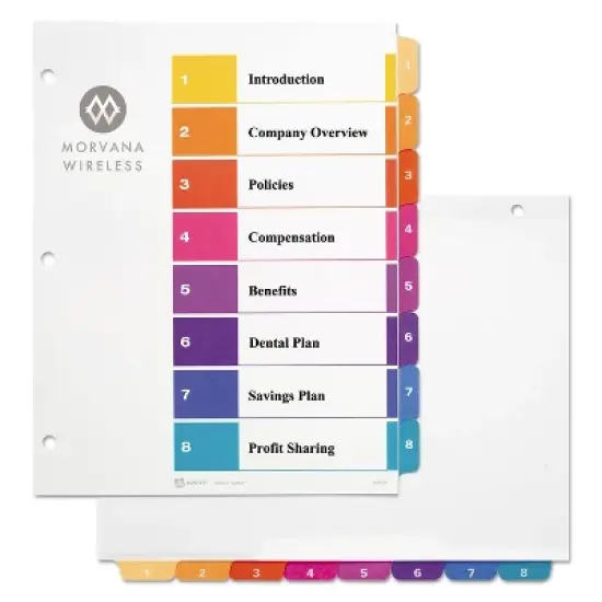 Avery Ready Index Customizable Table of Contents Multicolor Dividers 8-Tab Letter 11133 image {3}