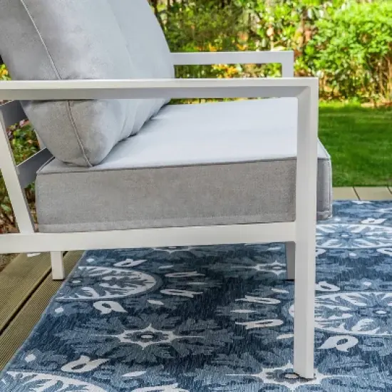 Captiva Designs 5pc Modern Aluminum Outdoor Patio Conversation Set with Ottomans image {3}