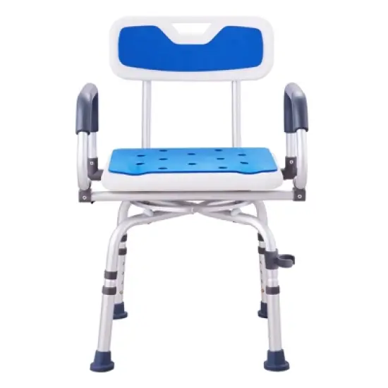 VEVOR Swivel Shower Chair 360 Degree, Adjustable Shower Seat with Pivoting Arms, Non-Slip Rotating Bathtub Shower Chair, 400LBS Capacity, White+Blue image {8}