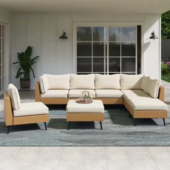 Lausaint Home 8-Piece Wicker Sectional Sofa image {1}