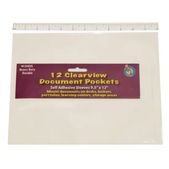 36ct 9" x 12" Clear View Self-Adhesive Document Pockets - Ashley Productions: Plastic Sheet Protectors, Adhesive Sleeves image {1}