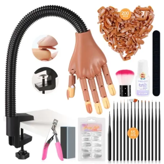 Saviland 2025 Nail Practice Hand Kit - 200Pcs Training Set with Anti-Slip Base, Artificial Nails & Tools for Beginner Nail Tech. image {7}