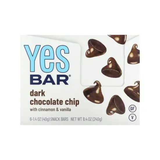 Yes Bar Snack Bar, Dark Chocolate Chip, 6 Bars, 1.4 oz (40 g) Each image {3}
