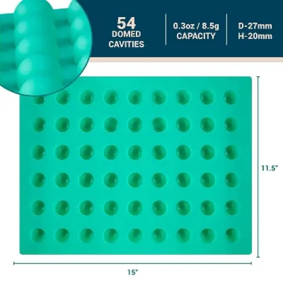 O'Creme Round Silicone Mold for Chocolate Truffles, Ganache, Jelly, Pralines and Caramels (27mm Diameter x 20mm High) - 54 Cavities image {4}