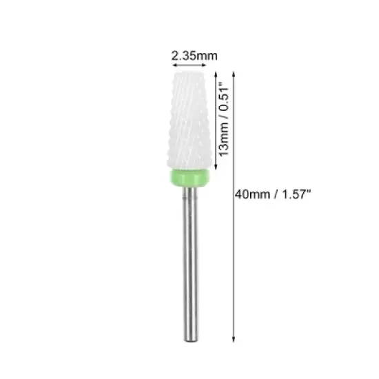 Unique Bargains Ceramic Tungsten Bit Electric Nail Drill File Cuticle Cleaner Tool for Rotary Nail Drill Machine Manicure Pedicure Polishing Kit Green image {3}